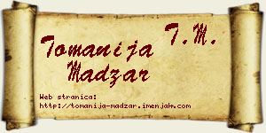 Tomanija Madžar vizit kartica